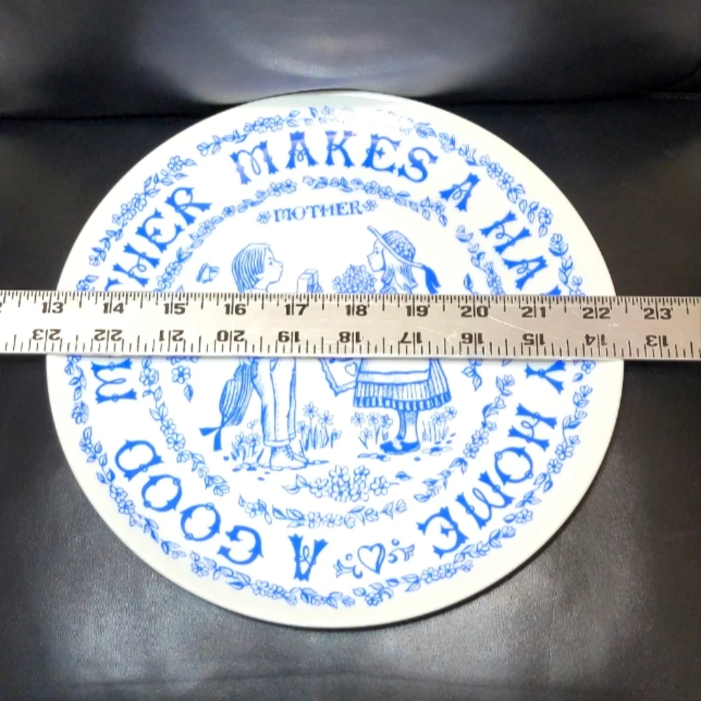 A Good Mother Makes a Happy Home Blue White Plate 9